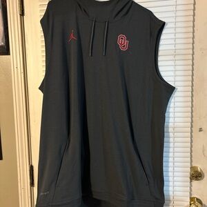 Jordan Dark Gray Sleeveless Hoodie with Red Accent Oklahoma NWT